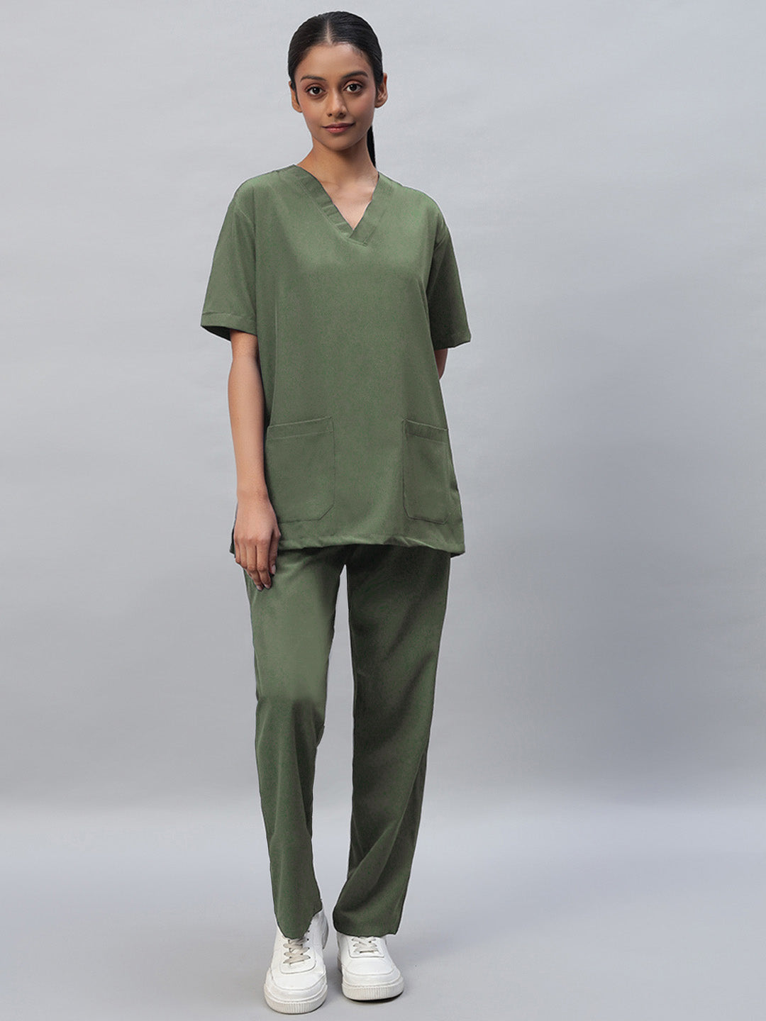 Dark Pista Athleisure Stretch Half Sleeve Medical Scrubs – Female