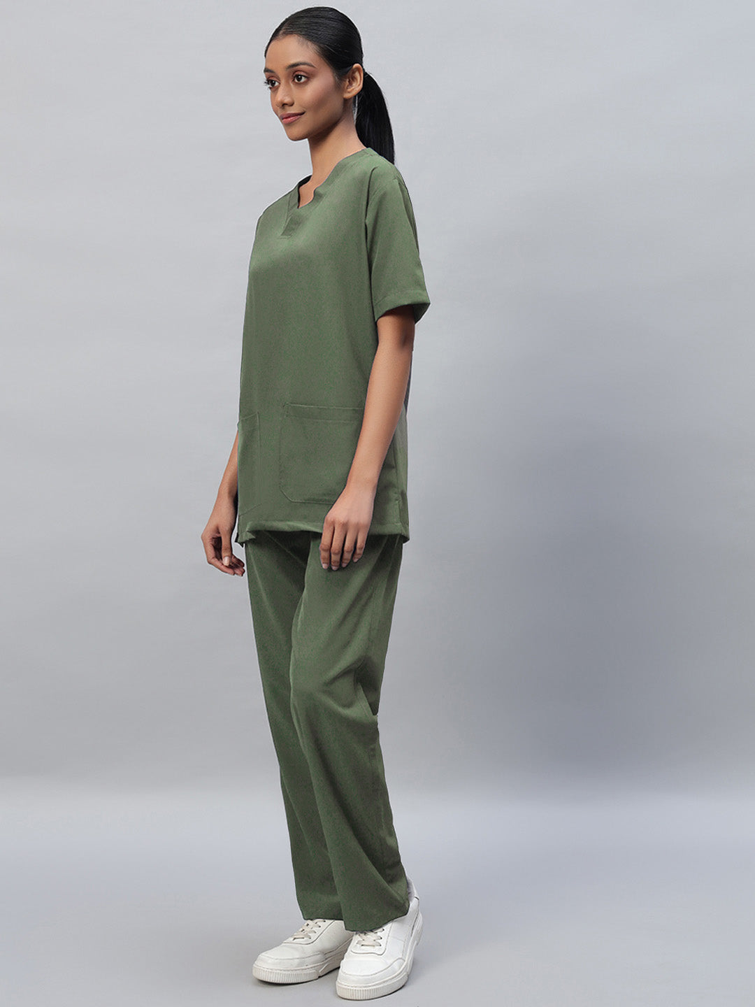 Dark Pista Athleisure Stretch Half Sleeve Medical Scrubs – Female