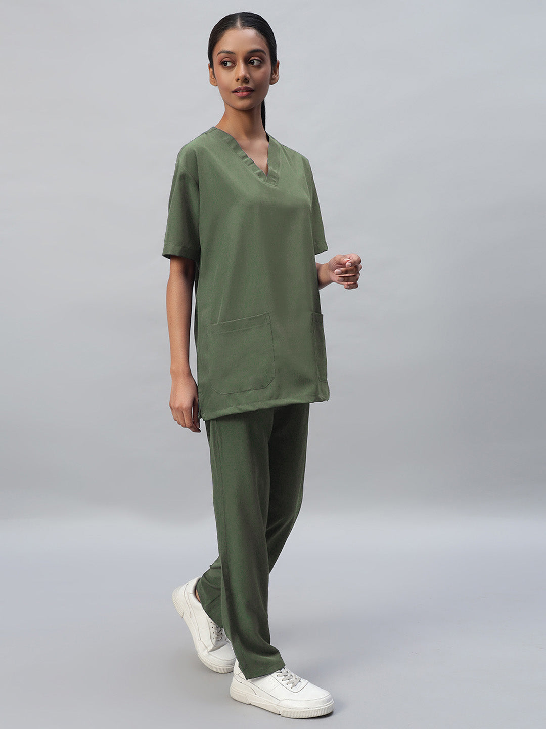 Dark Pista Athleisure Stretch Half Sleeve Medical Scrubs – Female