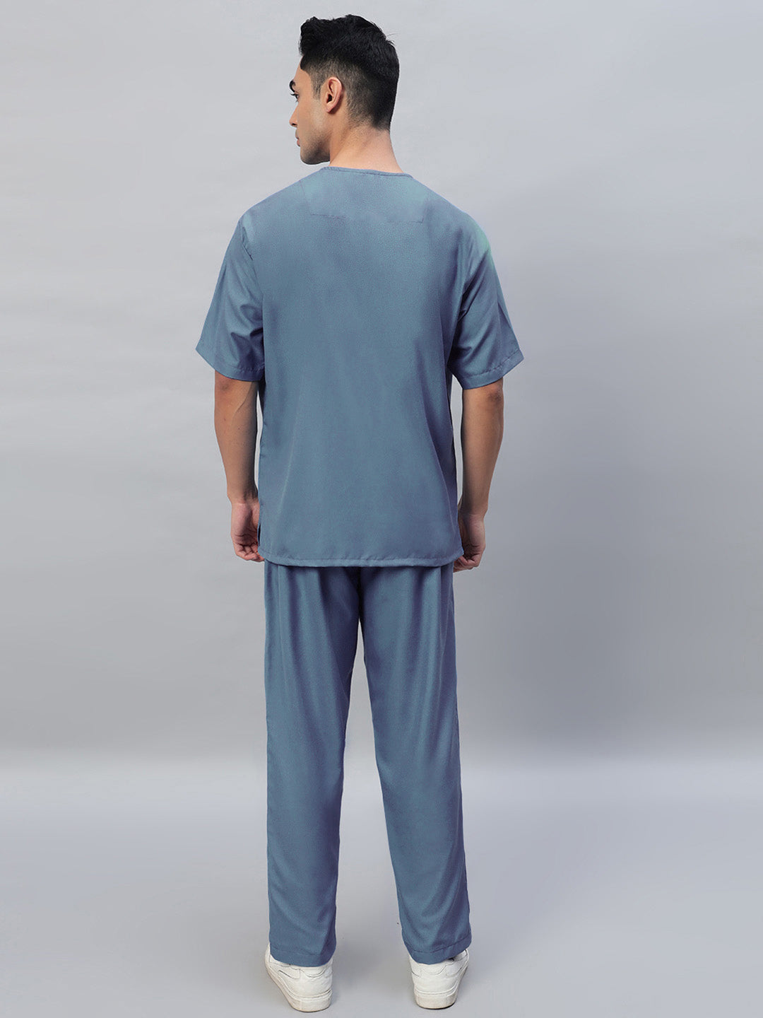 All-Day Half Sleeve Round Neck 3 Buttons Medical Scrubs - Male