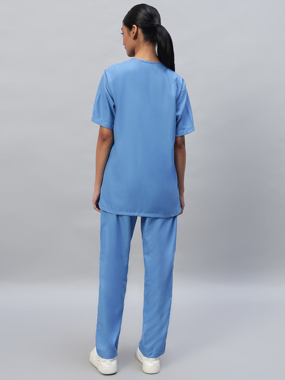 All-Day Half Sleeve Round Neck 3 Buttons Medical Scrubs - Female