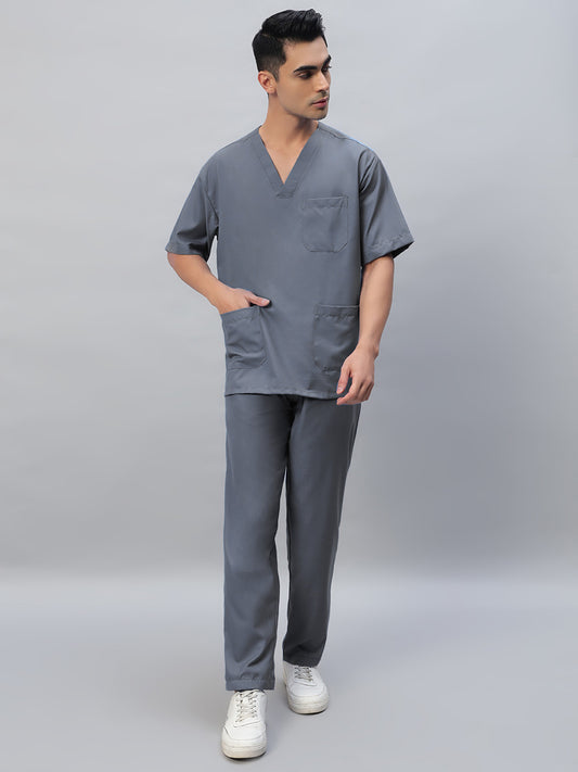 Dark Grey All-Day Half Sleeve Medical Scrubs - Male