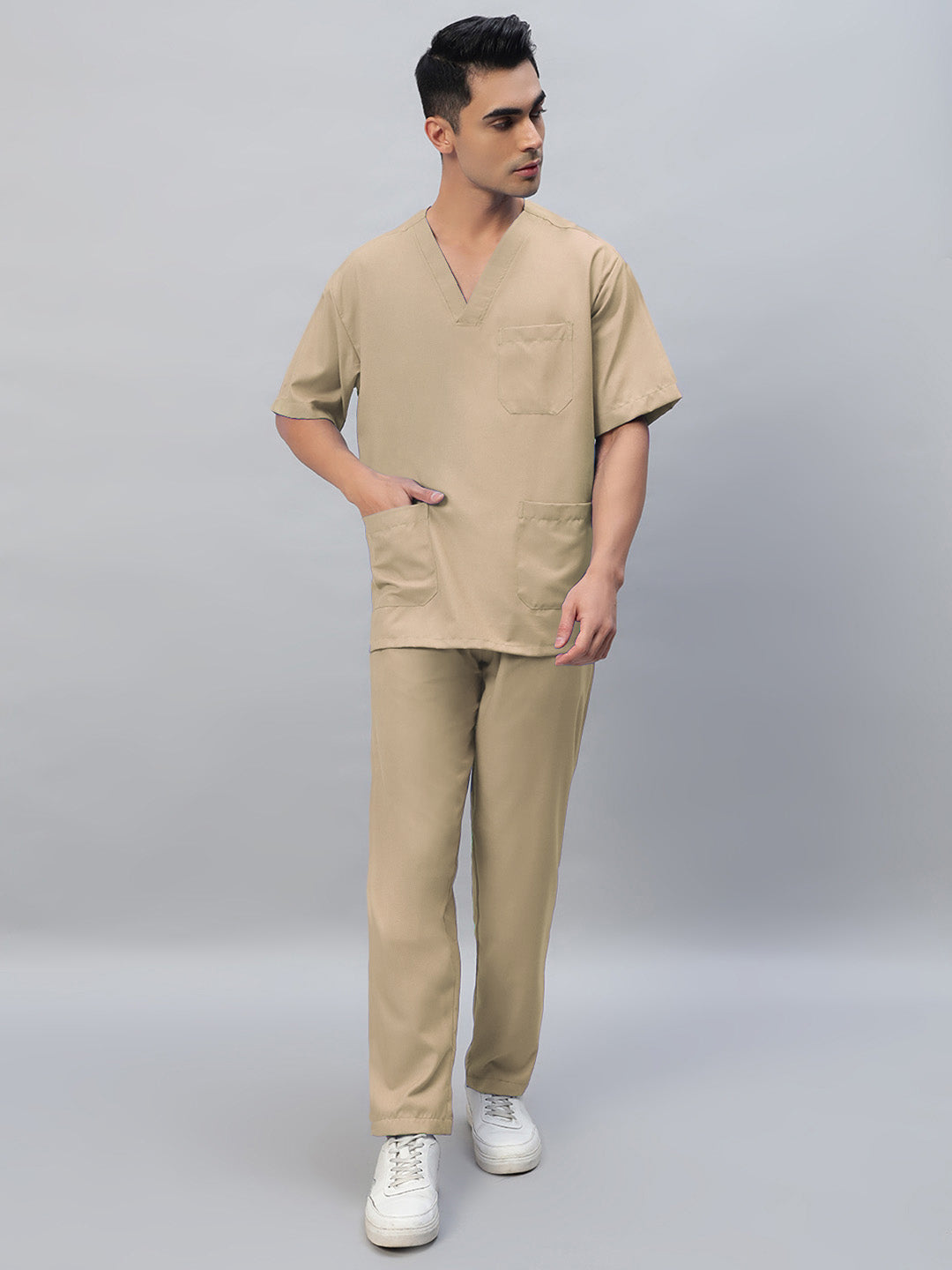 Natural Matte All-Day Half Sleeve Medical Scrubs - Male