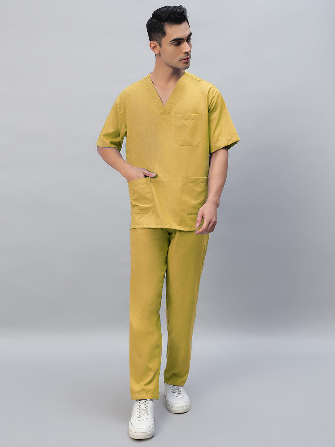 Yellow All-Day Half Sleeve Medical Scrubs - Male