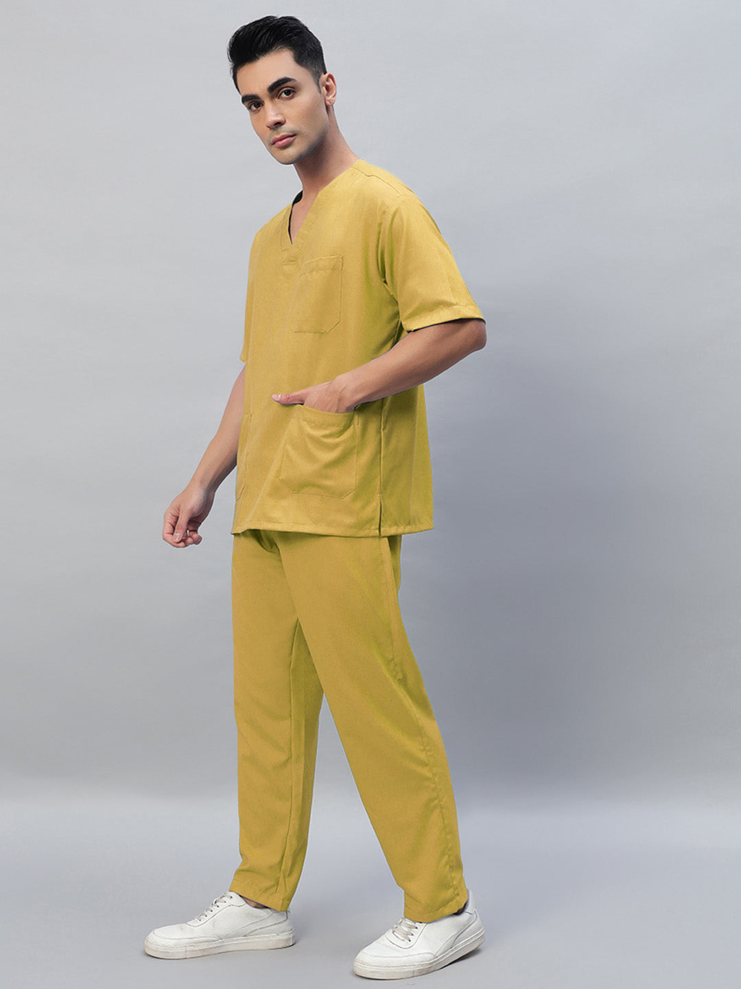 Yellow All-Day Half Sleeve Medical Scrubs - Male