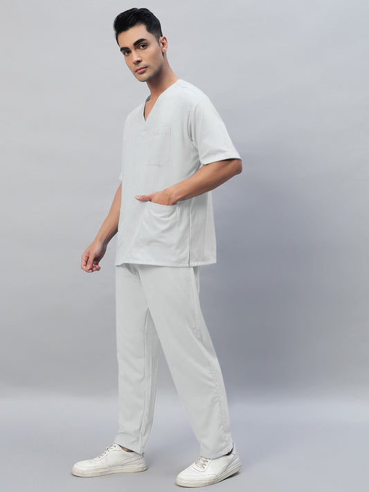 White All-Day Half Sleeve Medical Scrubs - Male