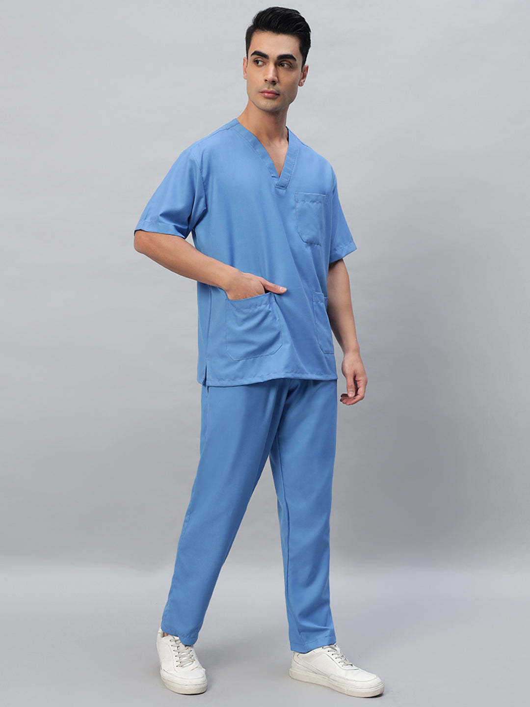 All Star 7 Pockets Half Sleeve Medical Scrubs – Male Sky Blue DONOT ORDER