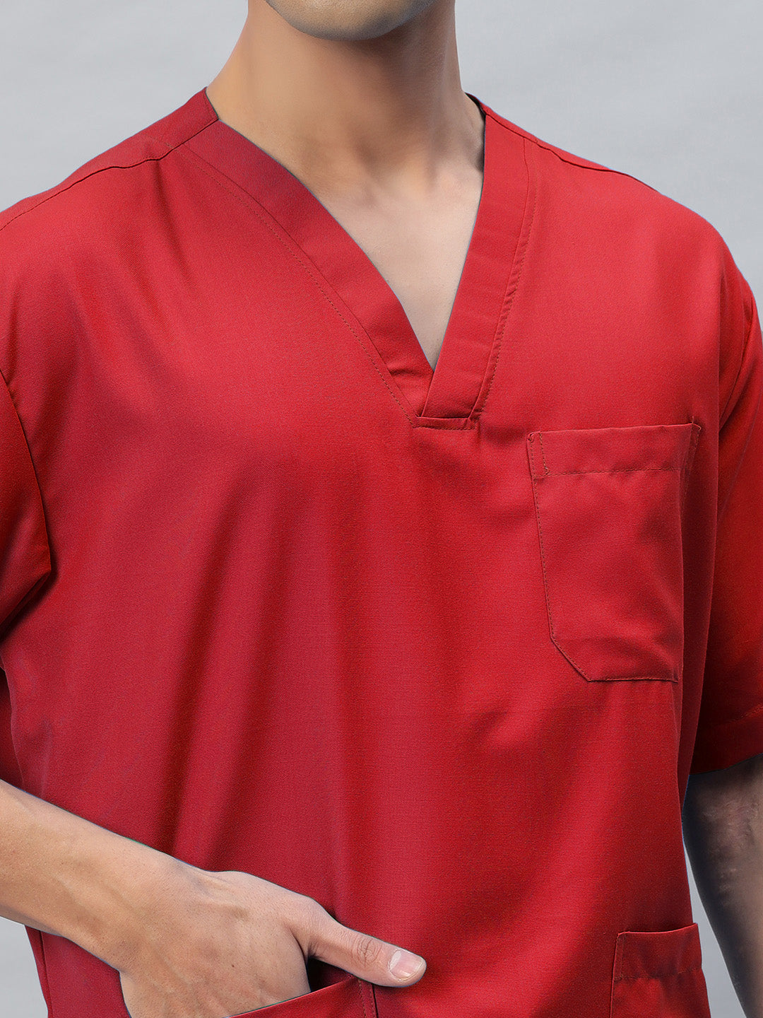 Red All-Day Half Sleeve Medical Scrubs - Male