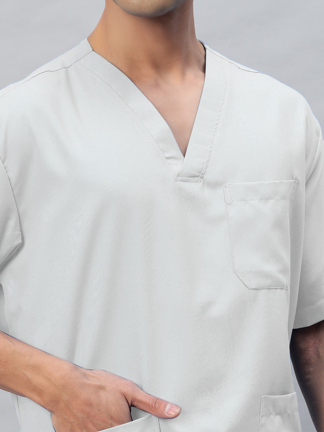 White All-Day Half Sleeve Medical Scrubs - Male