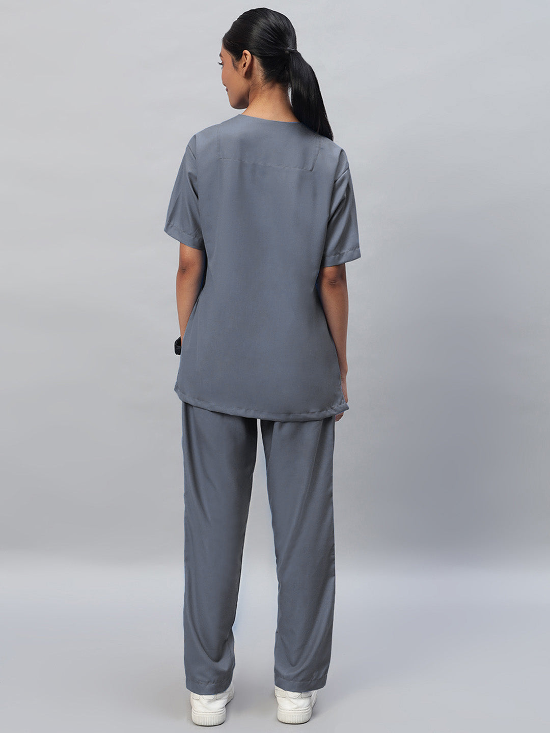 Dark Grey Athleisure Stretch Half Sleeve Medical Scrubs – Female