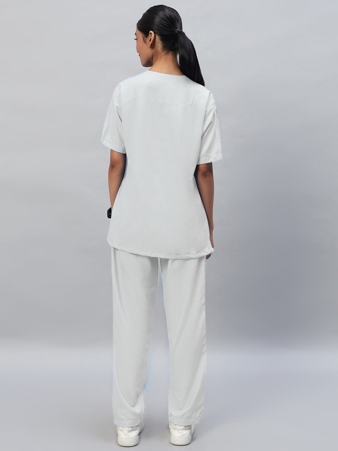 White All-Day Half Sleeve Medical Scrubs - Female