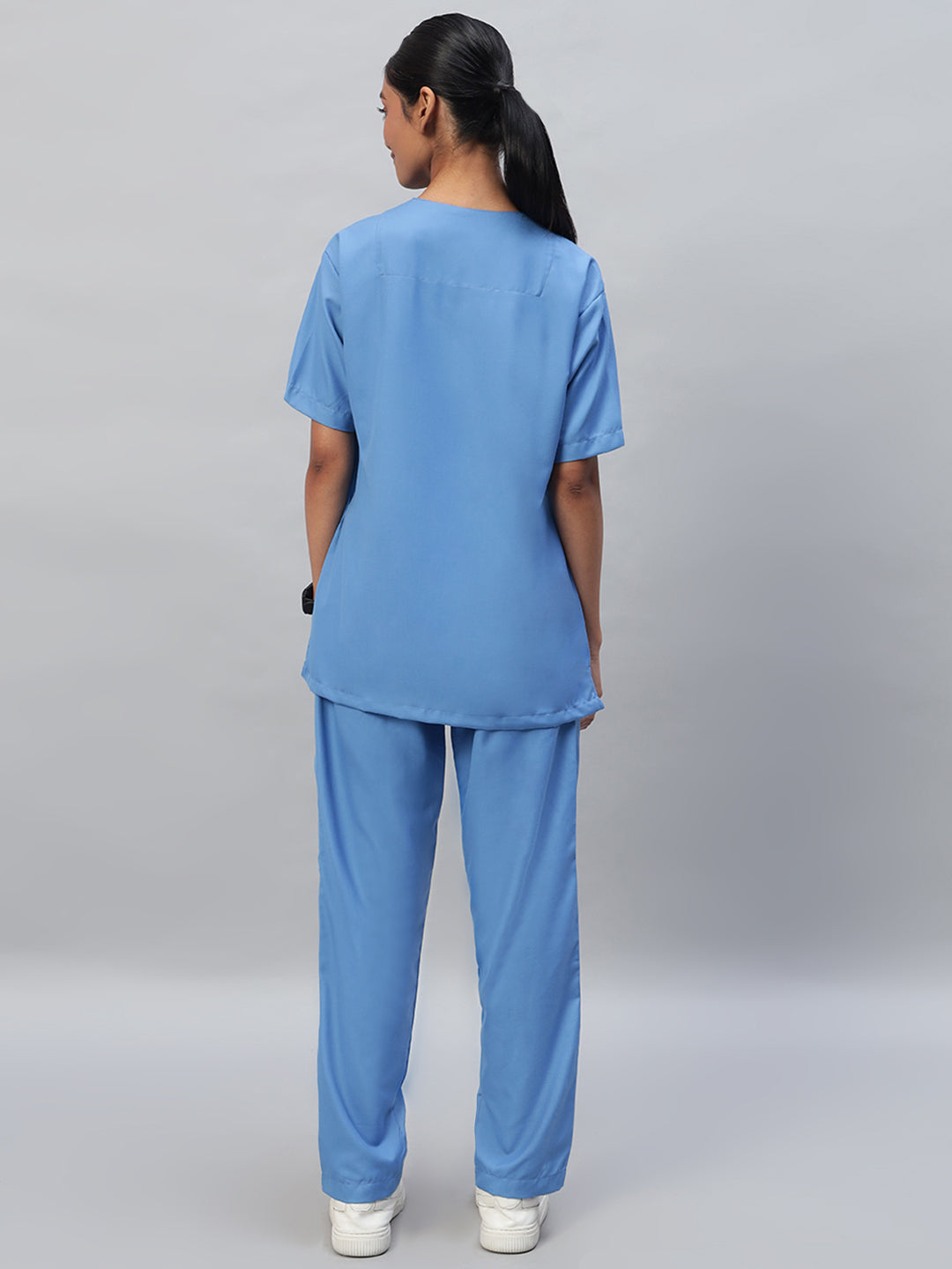 Sky Blue All Star 7 Pockets Half Sleeve Medical Scrubs – Female