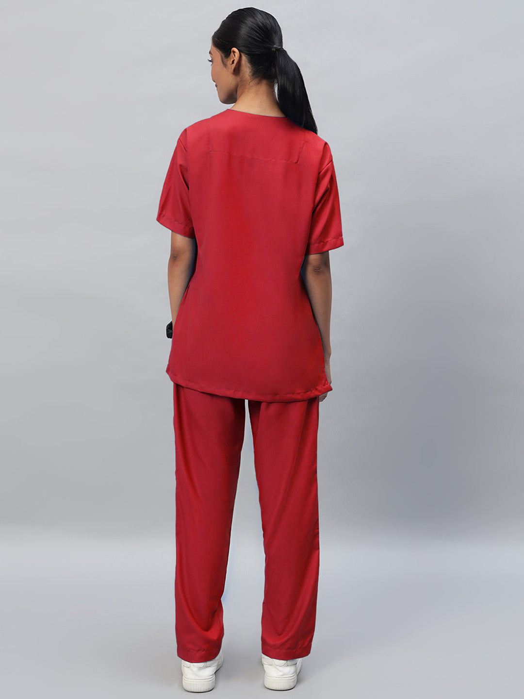 Red All-Day Half Sleeve Medical Scrubs - Female