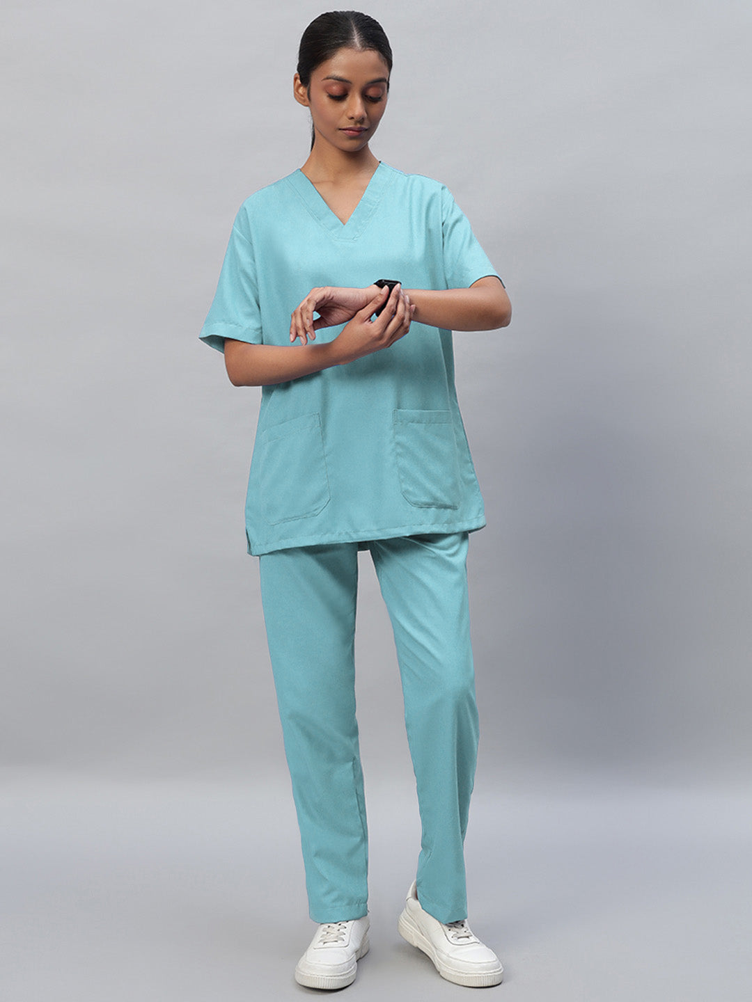 Sea Green All-Day Half Sleeve Medical Scrubs - Female