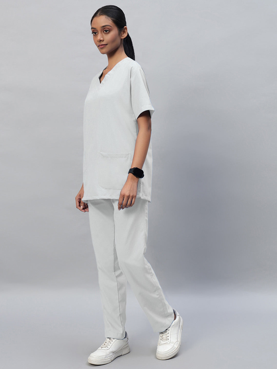 White All-Day Half Sleeve Medical Scrubs - Female