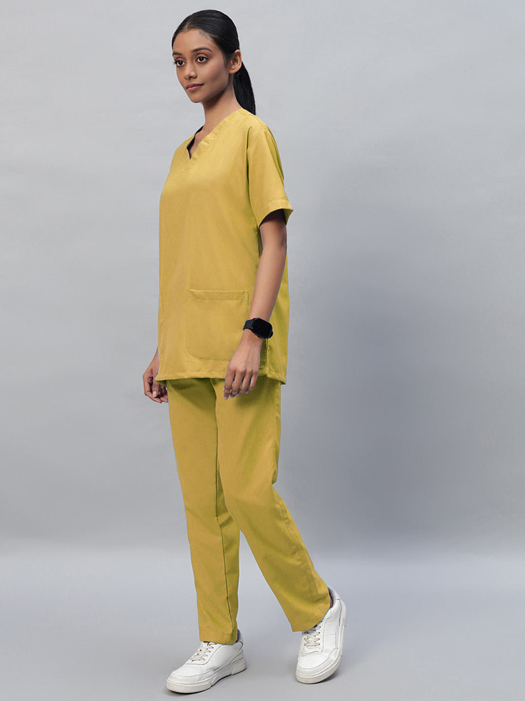 Yellow All-Day Half Sleeve Medical Scrubs - Female