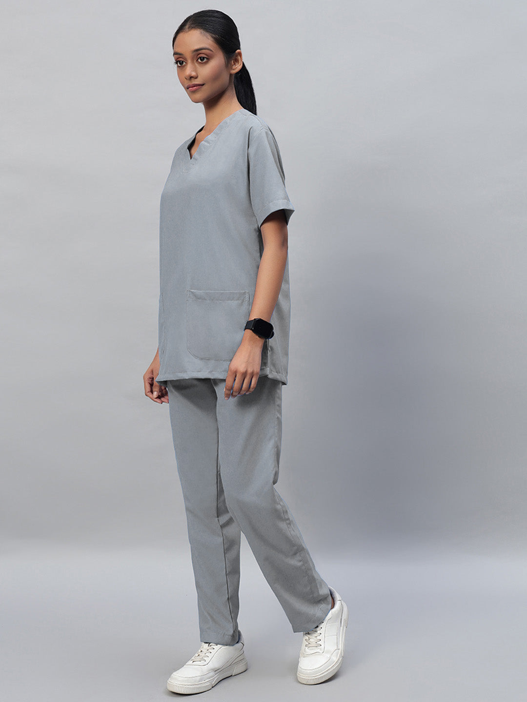 Grey All-Day Half Sleeve Medical Scrubs - Female