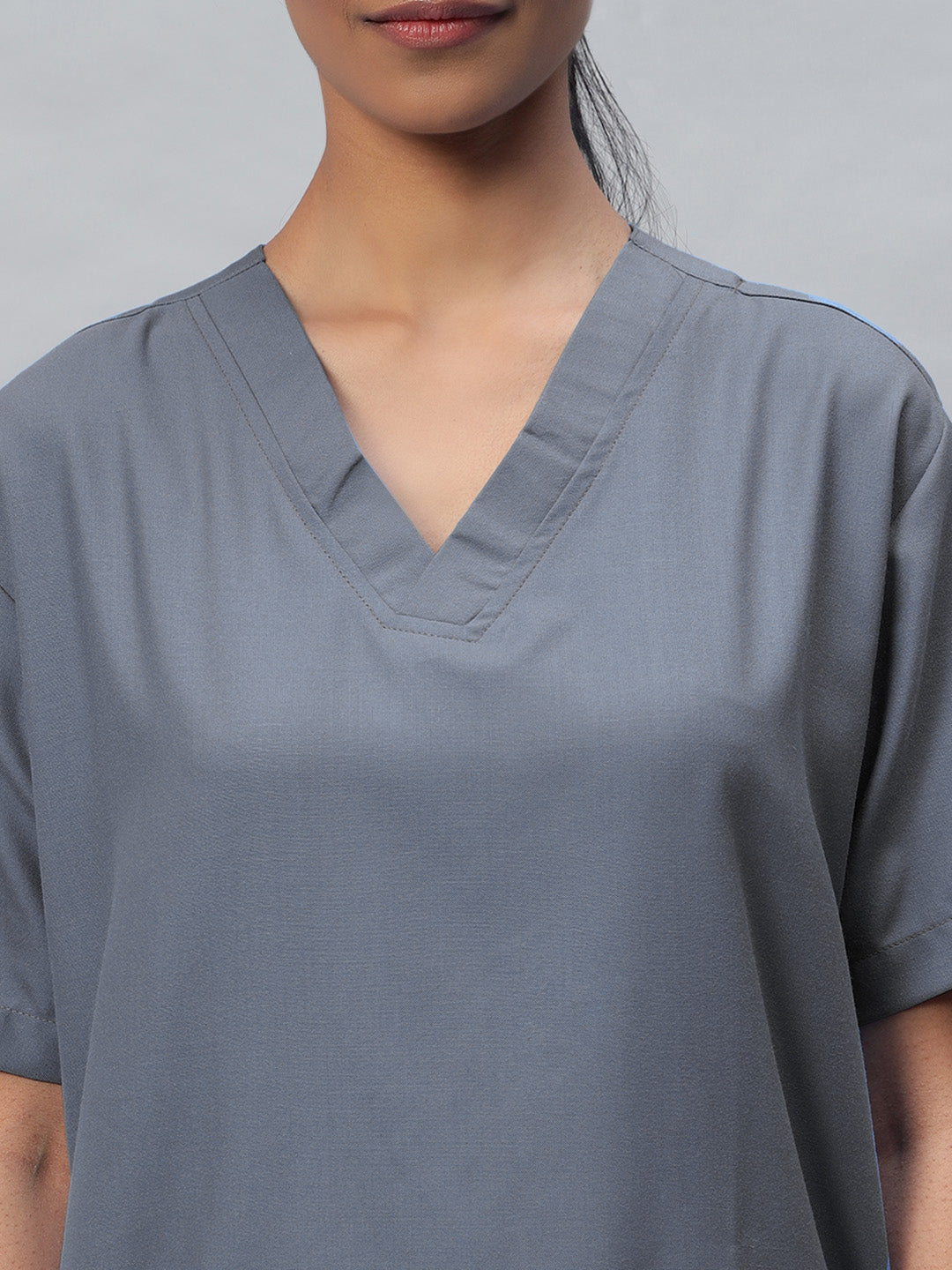 Dark Grey Athleisure Stretch Half Sleeve Medical Scrubs – Female