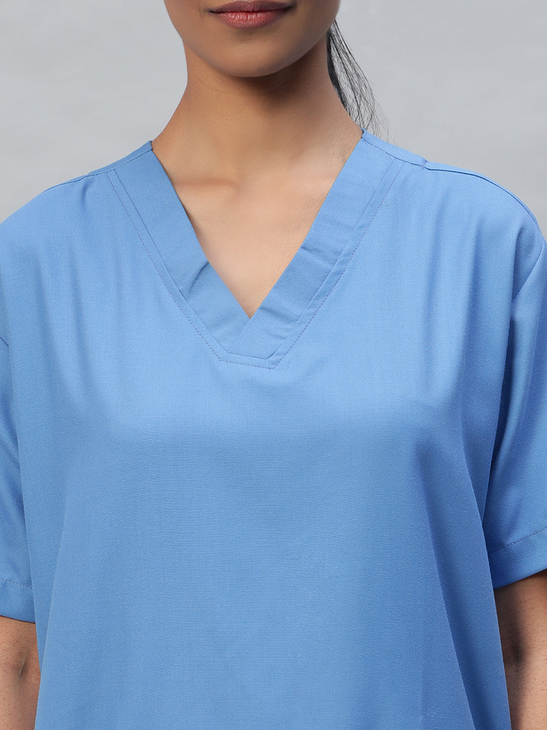 Sky Blue All Star 7 Pockets Half Sleeve Medical Scrubs – Female