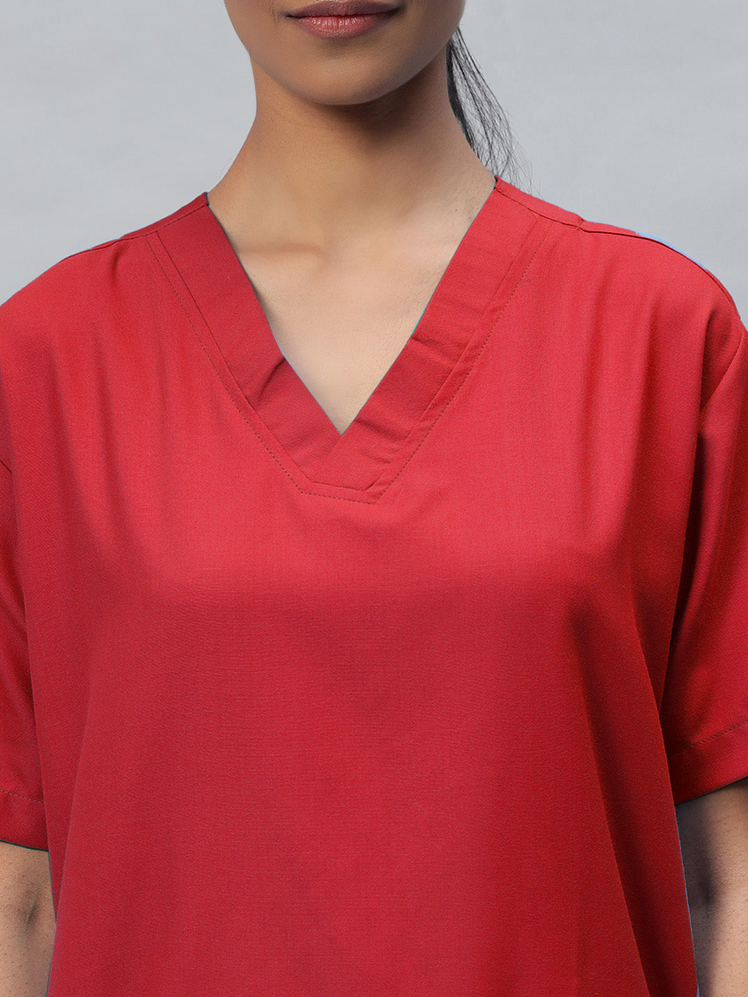 Red All-Day Half Sleeve Medical Scrubs - Female