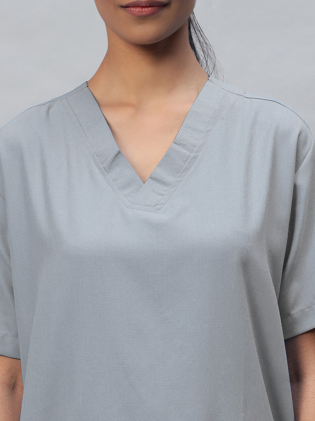 Grey All-Day Half Sleeve Medical Scrubs - Female