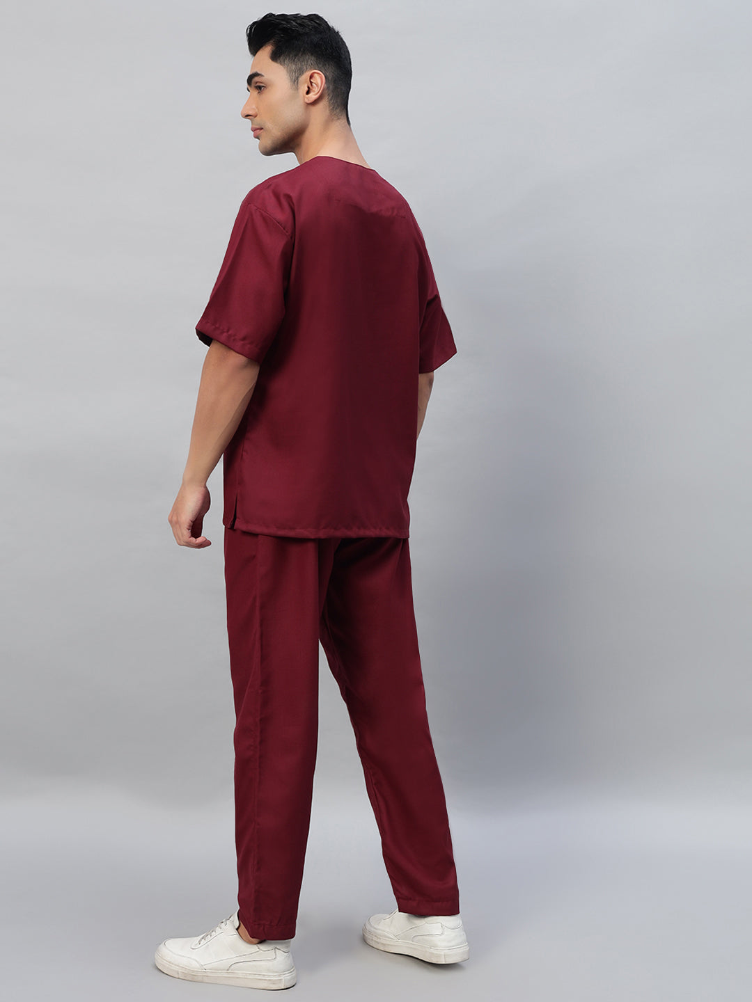 Maroon All-Day Half Sleeve Medical Scrubs - Male