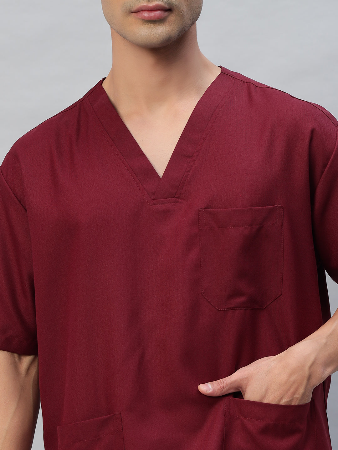 Maroon All-Day Half Sleeve Medical Scrubs - Male