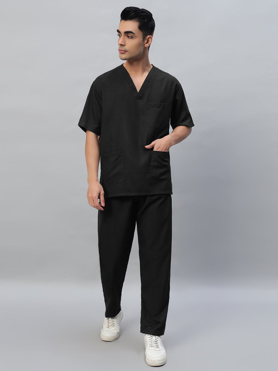 All Star 7 Pockets Half Sleeve Medical Scrubs – Male Black DONOT ORDER