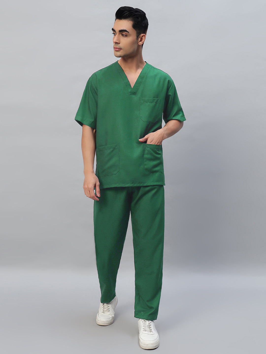 Spinach Green All-Day Half Sleeve Medical Scrubs - Male