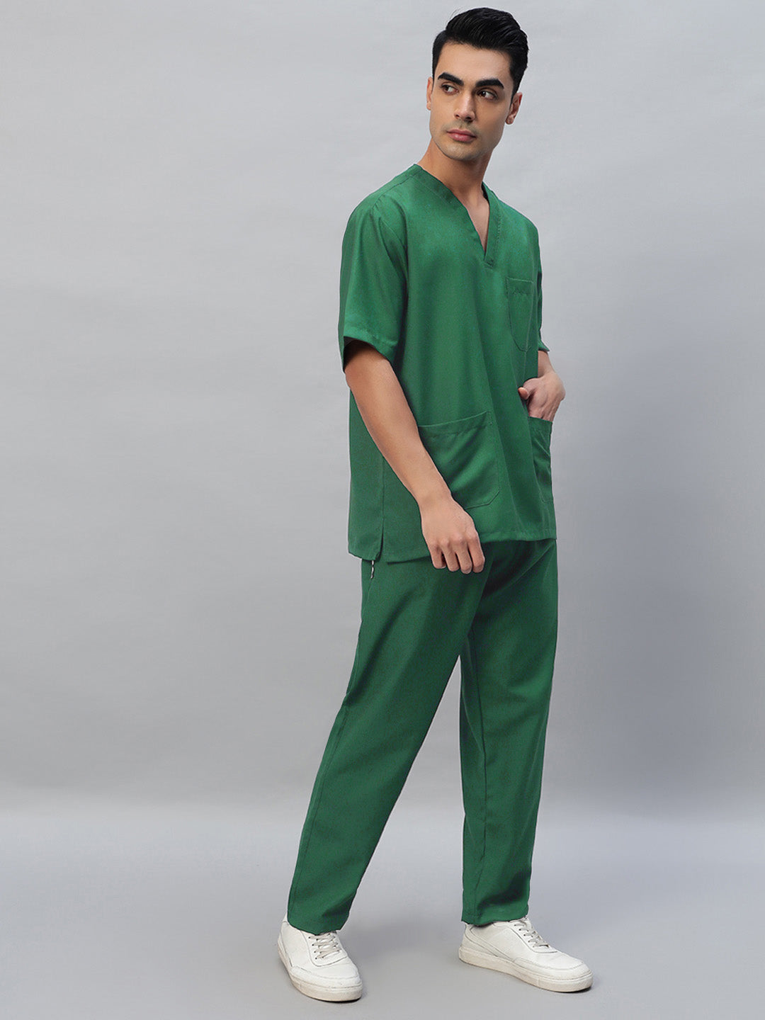 Spinach Green All-Day Half Sleeve Medical Scrubs - Male