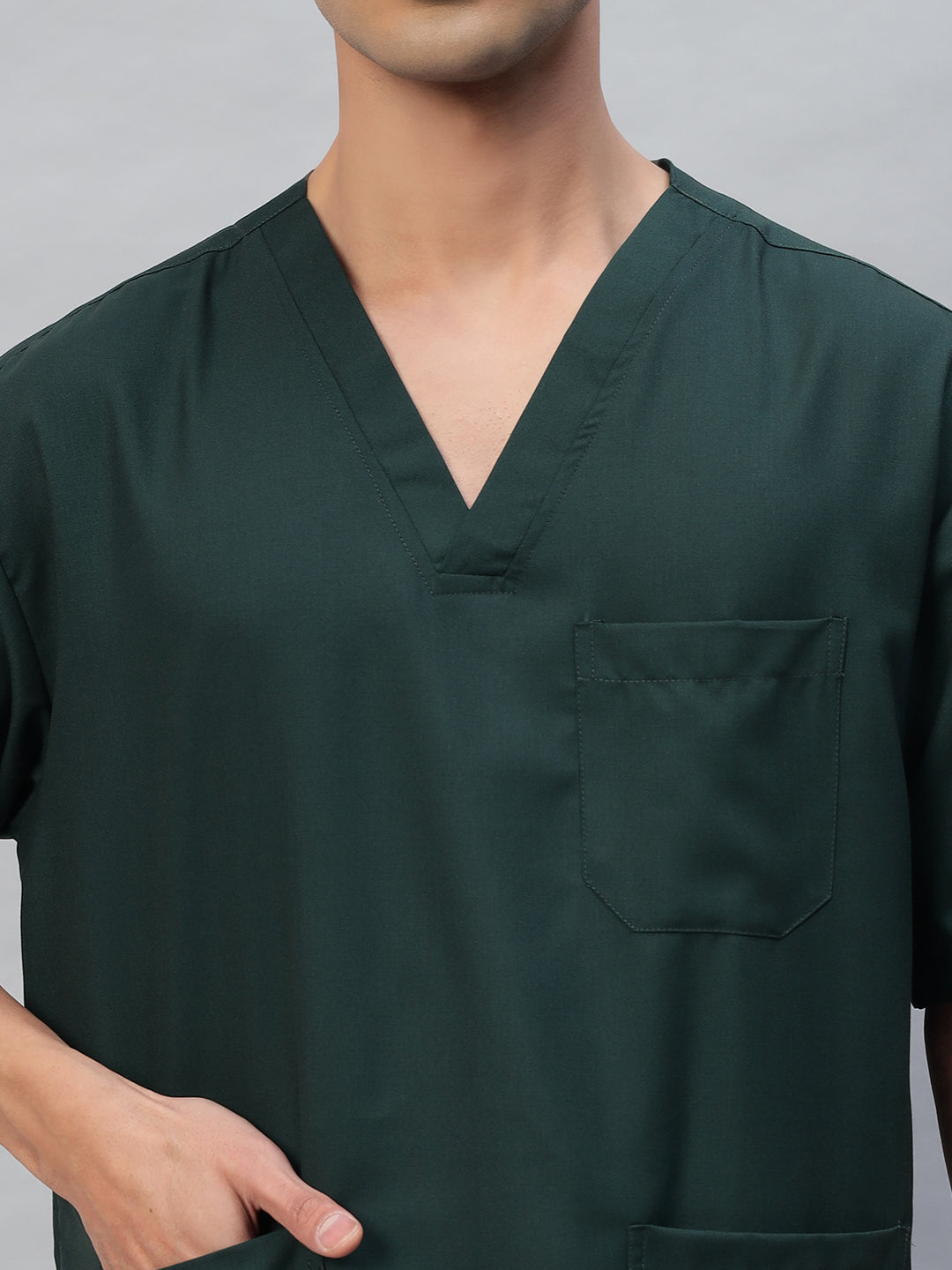 Dark Green All-Day Half Sleeve Medical Scrubs - Male