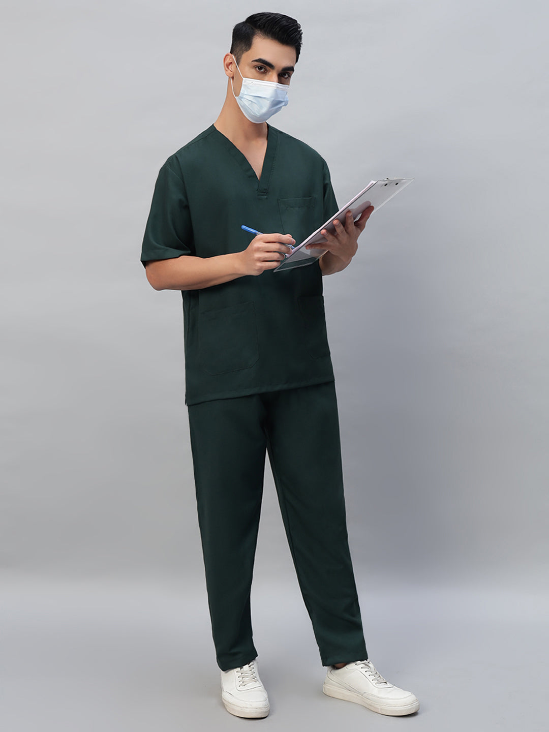 Dark Green All-Day Half Sleeve Medical Scrubs - Male