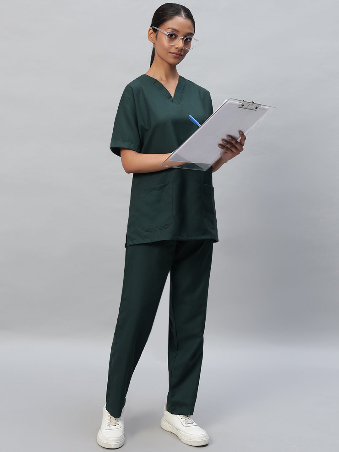 Dark Green All-Day Half Sleeve Medical Scrubs - Female