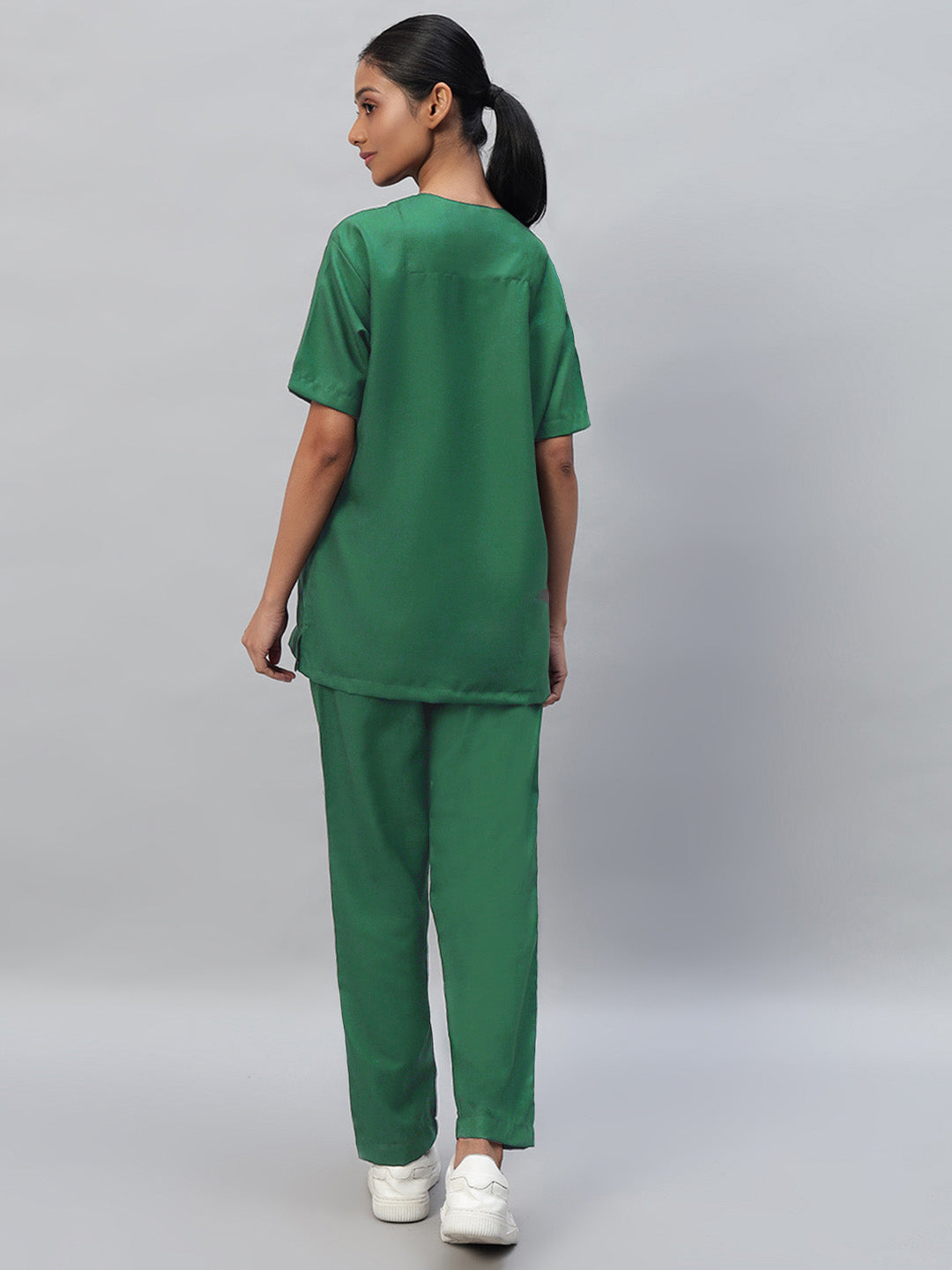 Spinach Green All-Day Half Sleeve Medical Scrubs - Female