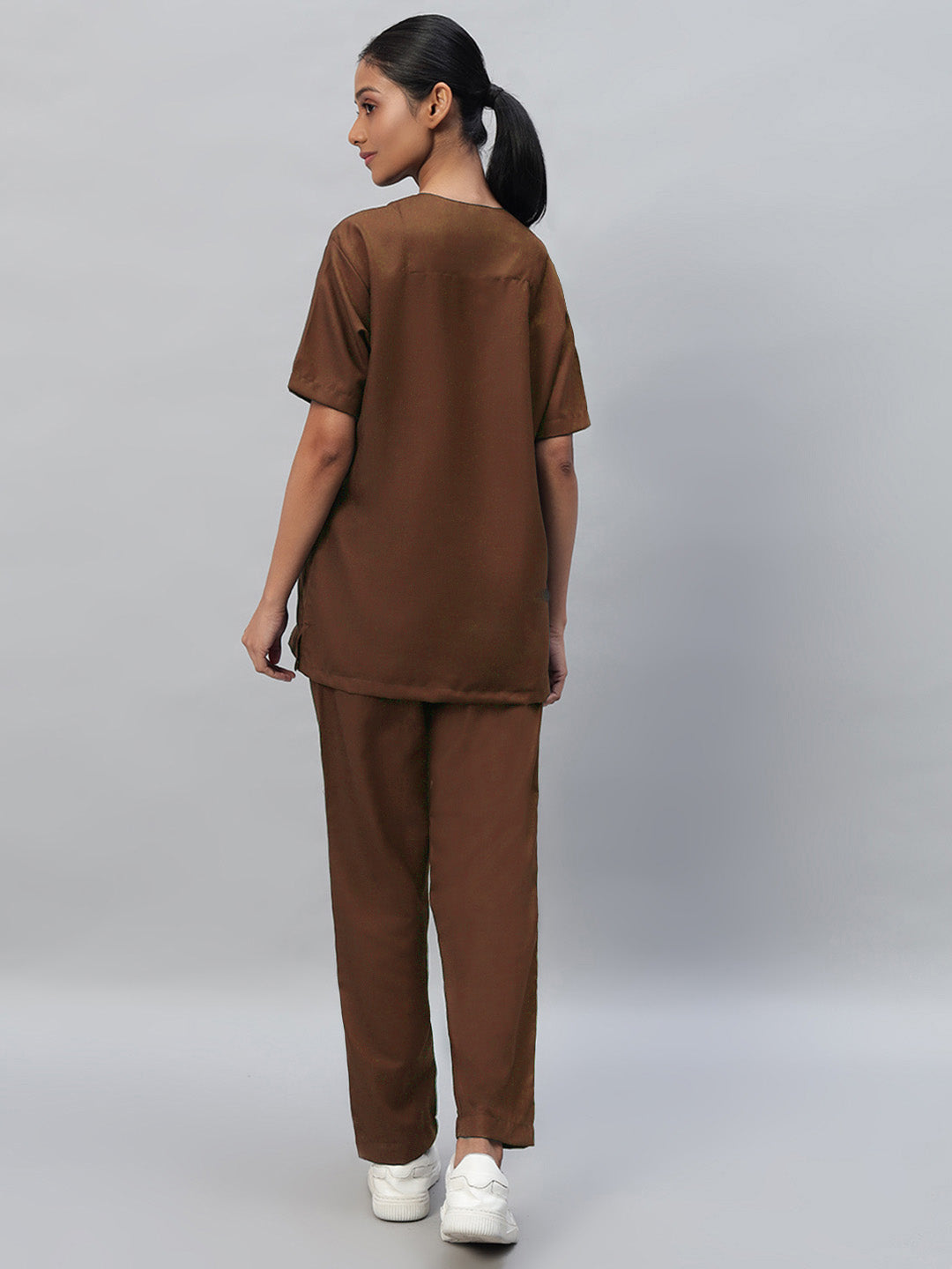 Brown All-Day Half Sleeve Medical Scrubs - Female