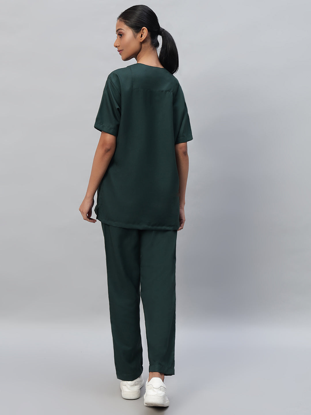 Dark Green All-Day Half Sleeve Medical Scrubs - Female