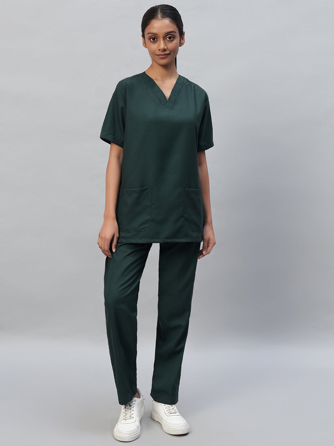 Dark Green All-Day Half Sleeve Medical Scrubs - Female