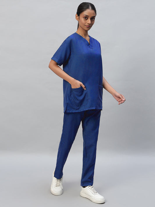 Royal Blue All-Day Half Sleeve Medical Scrubs - Female