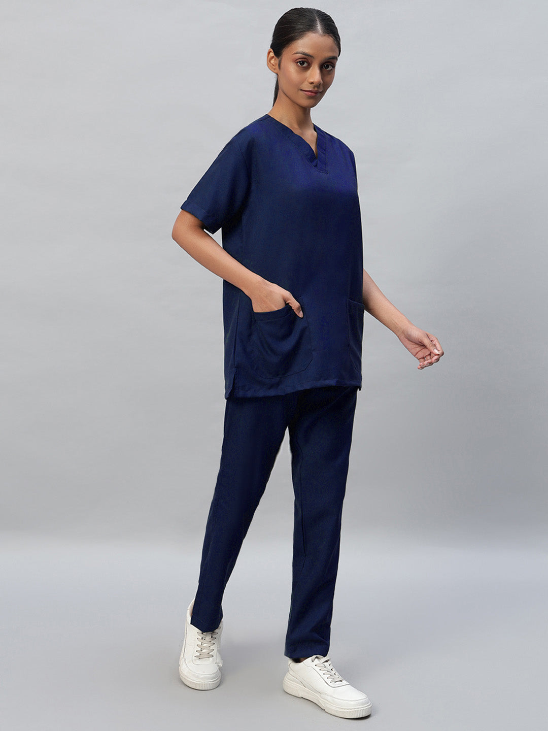 Navy Blue All-Day Half Sleeve Medical Scrubs - Female