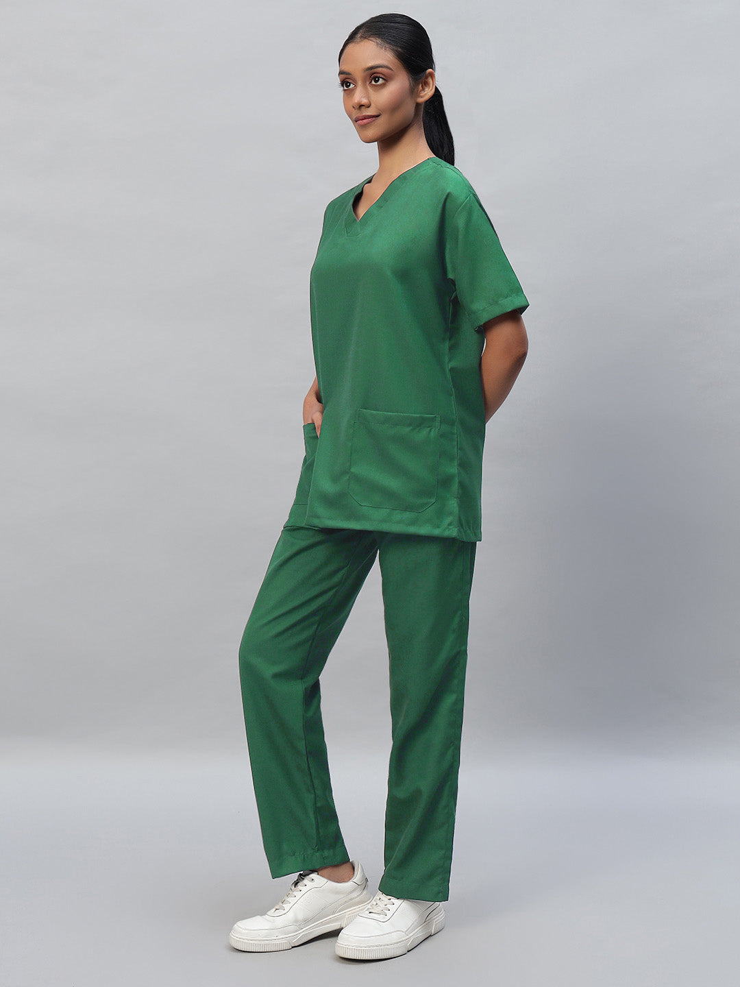 Spinach Green All-Day Half Sleeve Medical Scrubs - Female