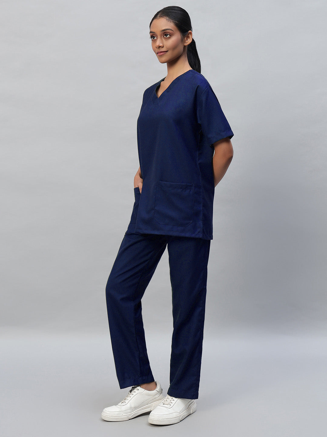 Navy Blue All-Day Half Sleeve Medical Scrubs - Female