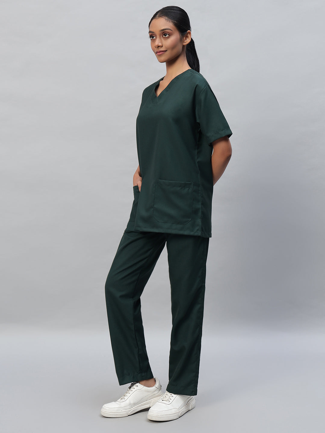 Dark Green All-Day Half Sleeve Medical Scrubs - Female