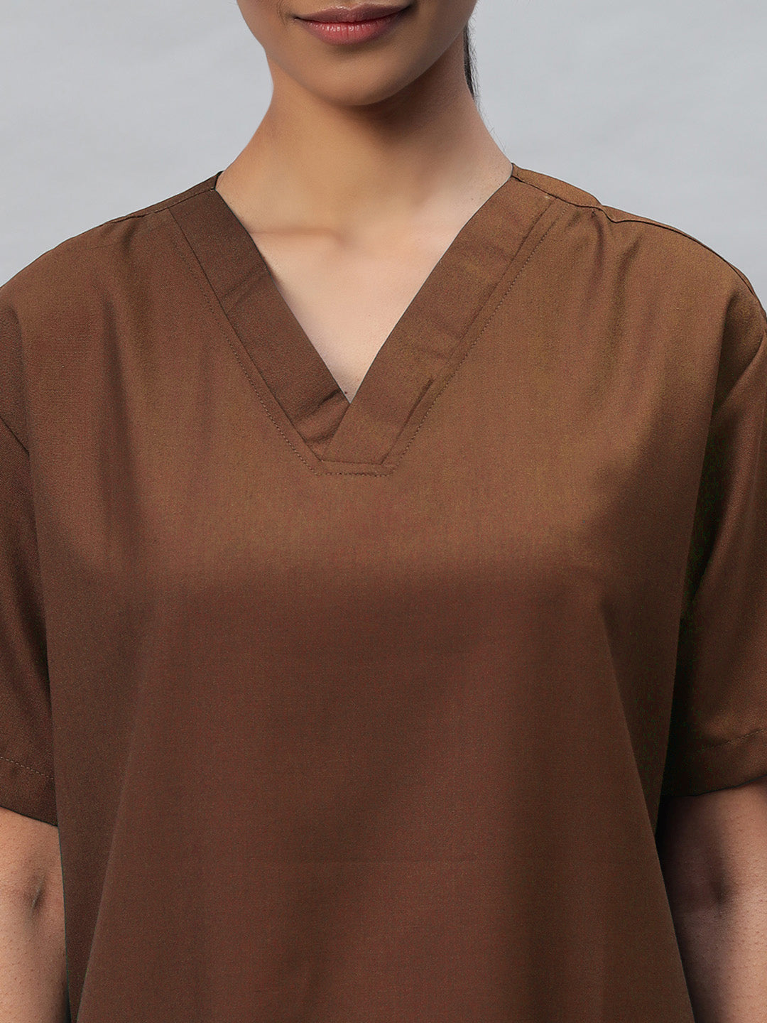 Brown All-Day Half Sleeve Medical Scrubs - Female