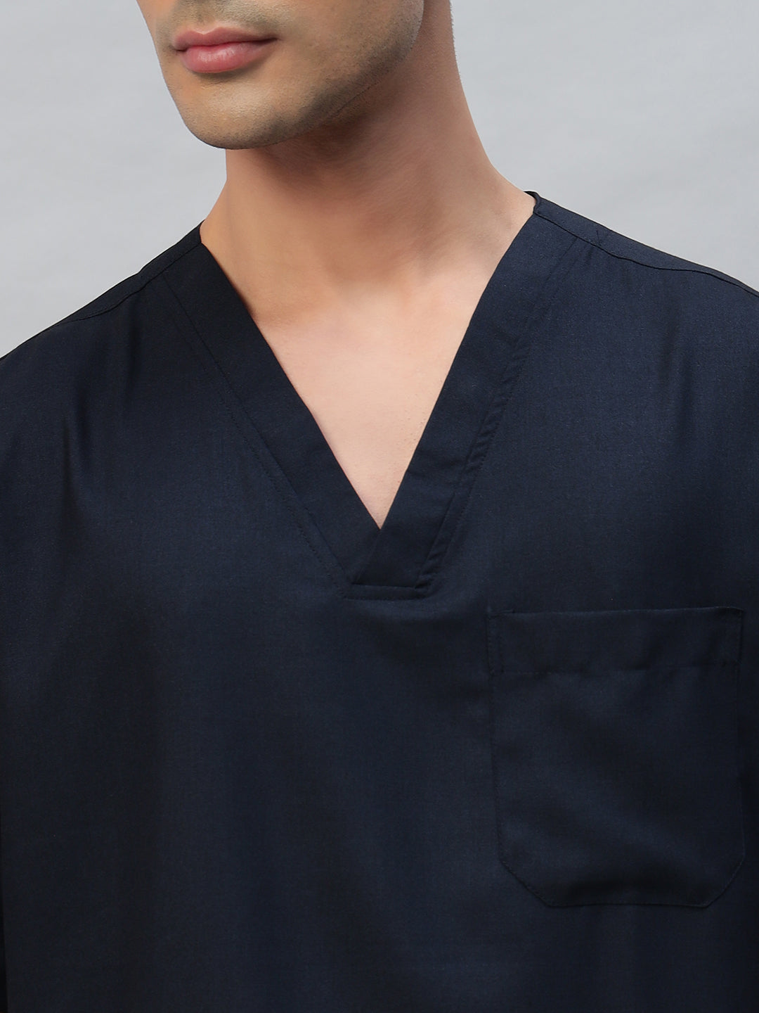 Blue Black Athleisure Stretch Half Sleeve Medical Scrubs - Male