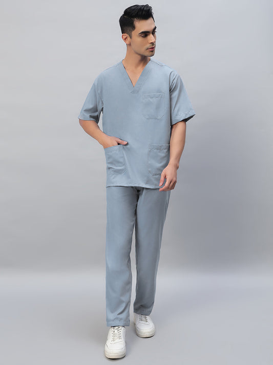 Light Grey All-Day Half Sleeve Medical Scrubs - Male