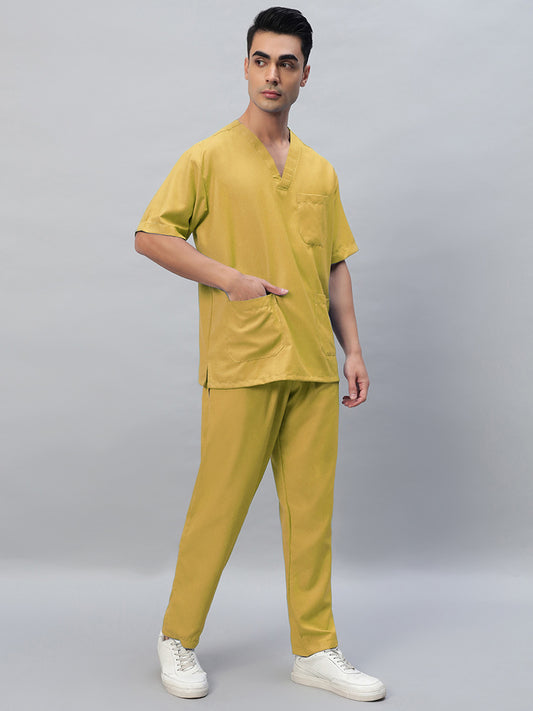 Yellow All-Day Half Sleeve Medical Scrubs - Male