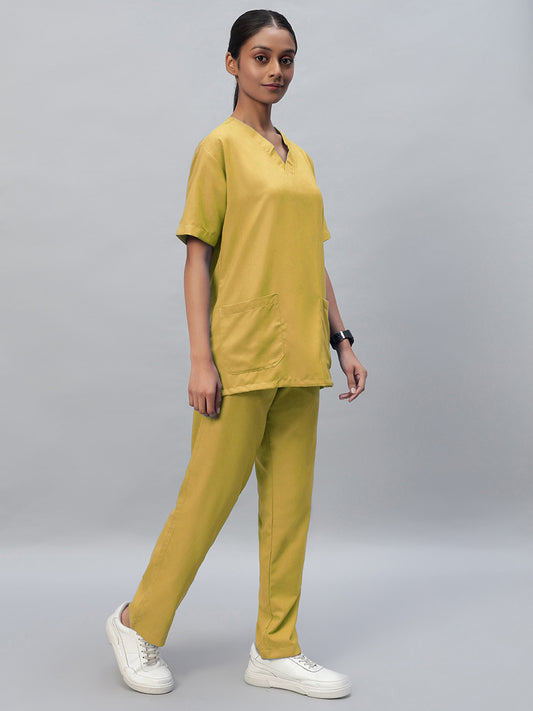 Yellow All-Day Half Sleeve Medical Scrubs - Female