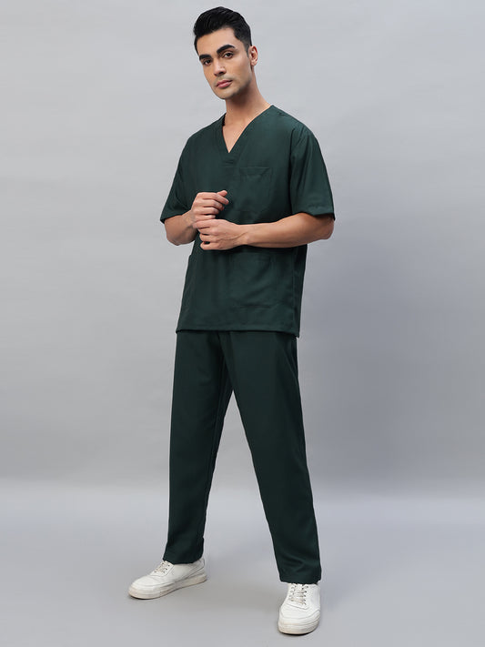 Dark Green All-Day Half Sleeve Medical Scrubs - Male