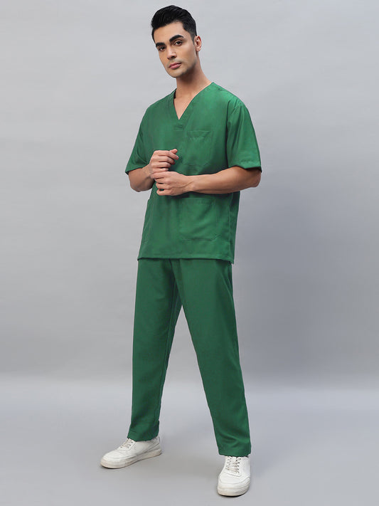 Spinach Green All-Day Half Sleeve Medical Scrubs - Male