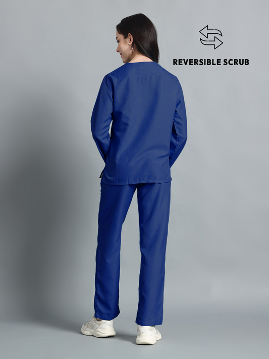 Royal Blue Reversible Full Sleeve Medical Scrubs - Female